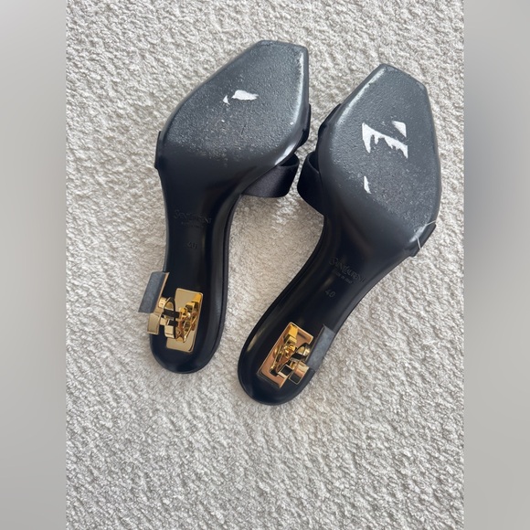 SAINT LAURENT Opyum Slide Sandal Heel in Noir 40 - Picture 13 of 14